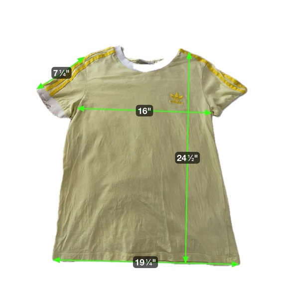 Adidas Originals 3-Stripes Trefoil Ringer Tee Yellow White T-Shirt Size Medium - Picture 12 of 13